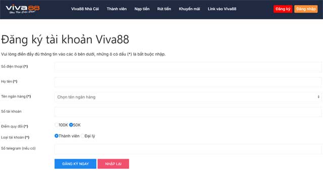 Hướng dẫn đăng ký Viva88